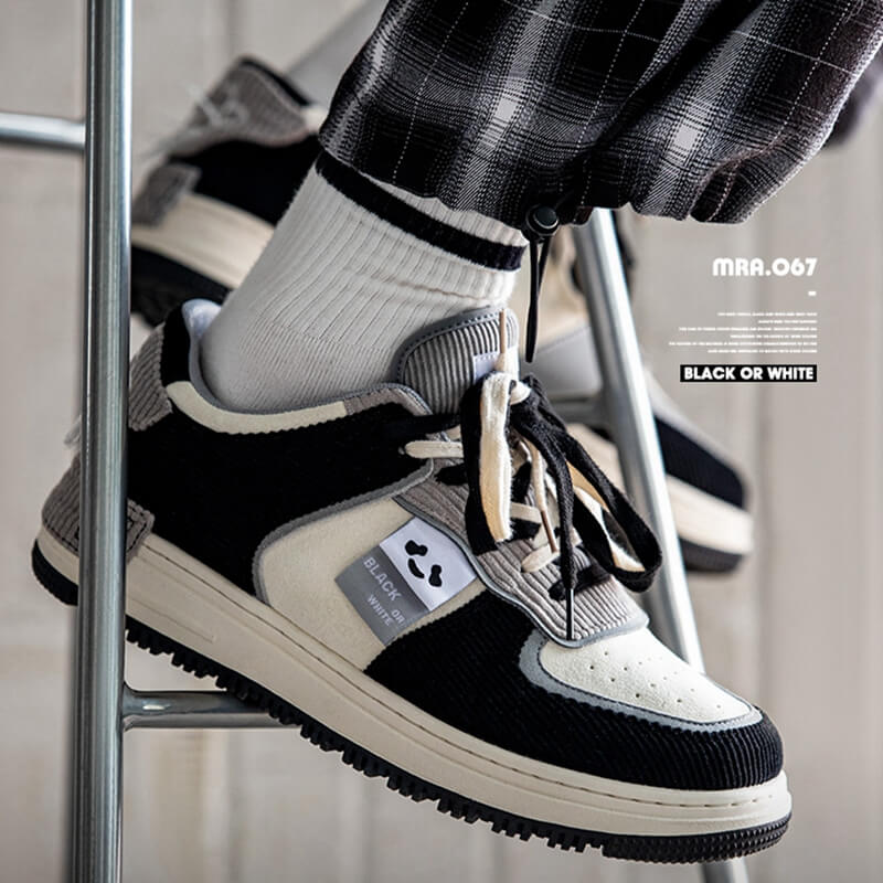 Corduroy Panda Sneakers