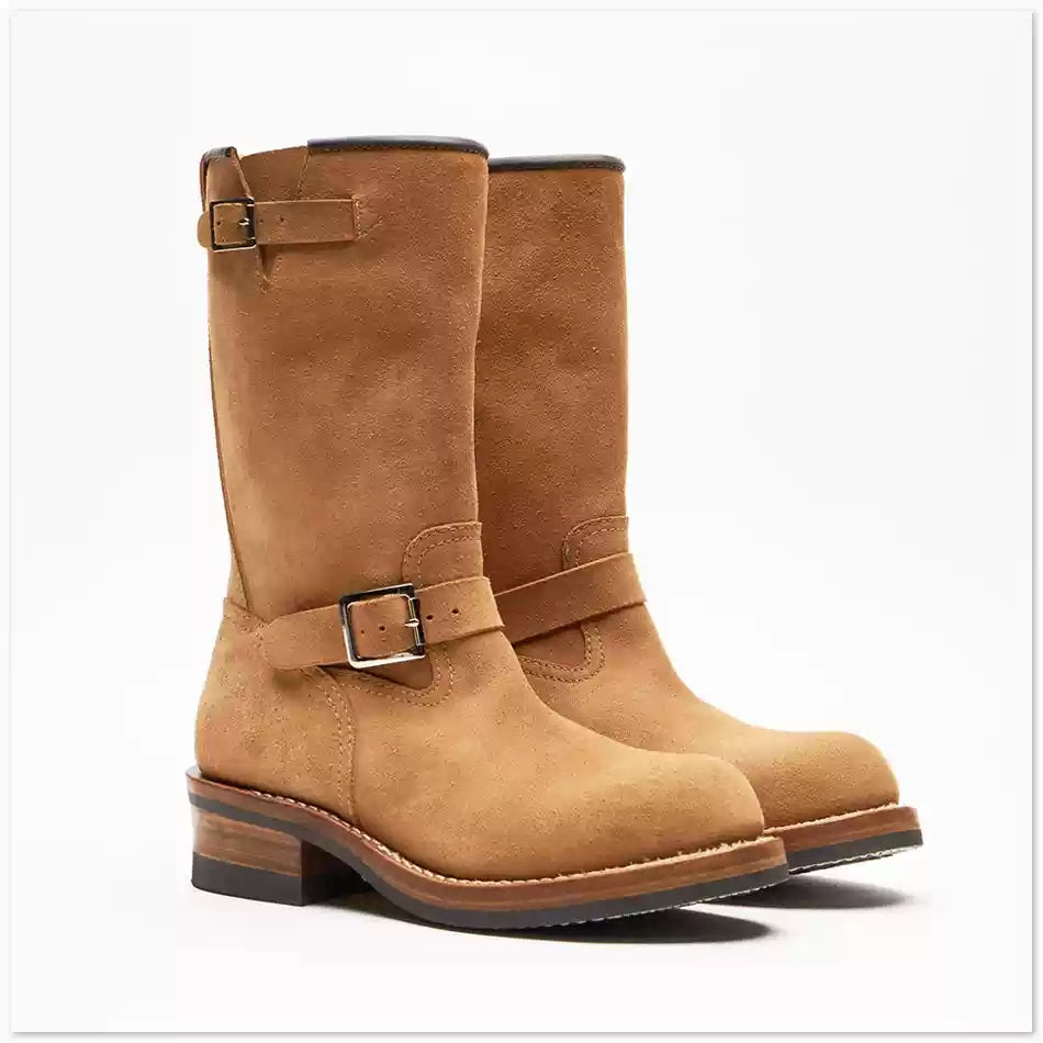 Moto Engineer Boots | High-Shaft, Harness Strap, Vintage Biker Style -