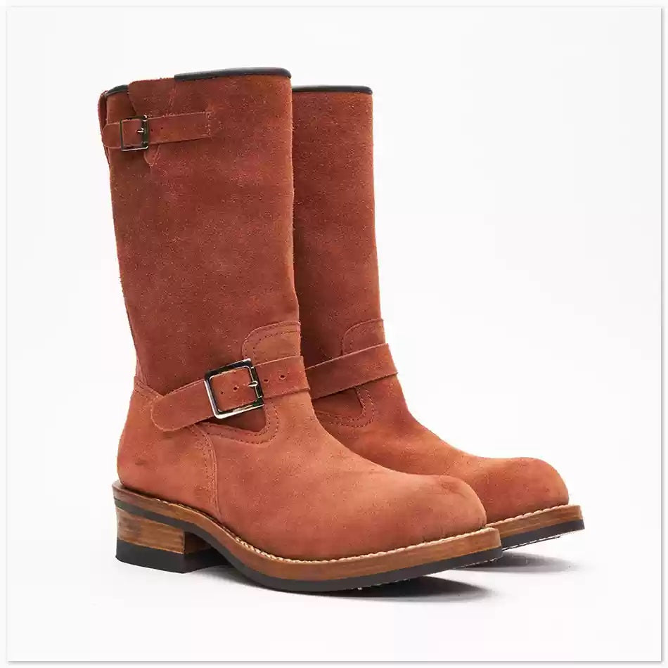 Moto Engineer Boots | High-Shaft, Harness Strap, Vintage Biker Style -