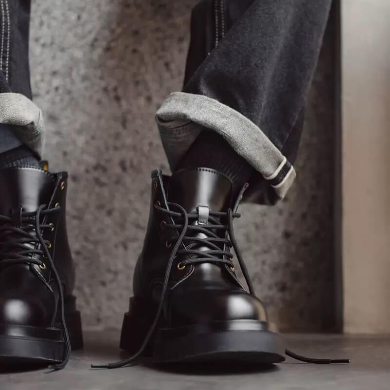 Black Chunky Combat Boots For Men|Shadow Warrior Boots