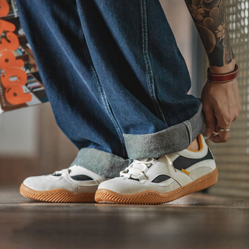 Step Back in Time with Notos 80s Mesh Retro Skate Sneakers for Men
