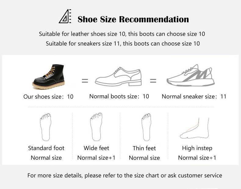 875 boots size chart