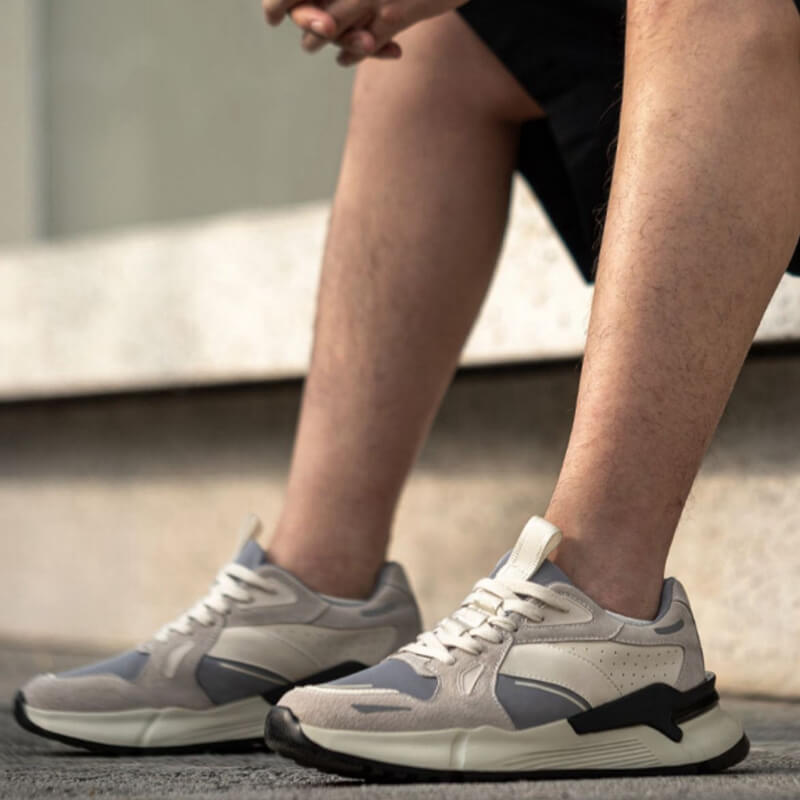 gray casual running sneakers