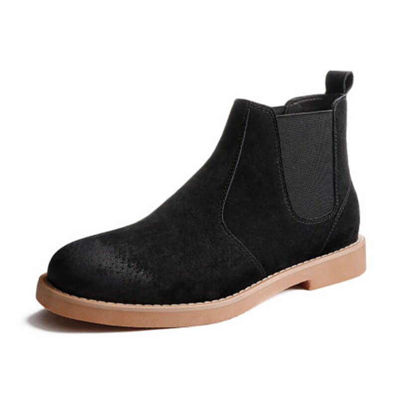 【MODERNIF】Bucket Suede Chelsea Boots Serena Black Suede Chunky Chelsea Boot – MOKKAH
